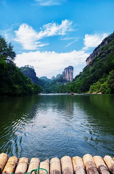 Bamboo Raft Nine Bend River Jiuxi Wuyishan Mount Wuyi Scenic — 스톡 사진