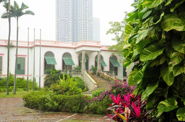 Historic Mansion Casa Garden City Macau China Rainy Overcast Day — Stockfoto