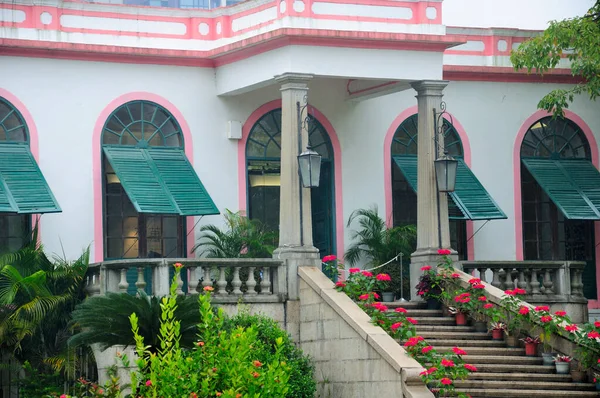 Front Entrance Historic Landmark Mansion Casa Garden Island Macau China —  Fotos de Stock