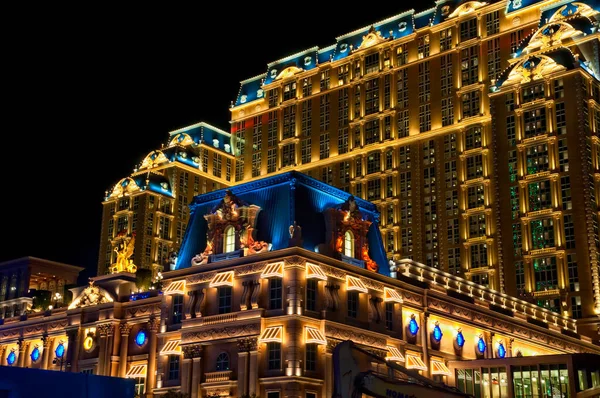 Lighted Exterior European Designed Architecture Building City Macao China Night — Stock Photo, Image