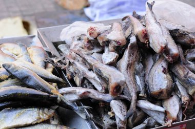 fresh fish for sale in a market in the city of Zhaodong china located in heilongjiang province.  