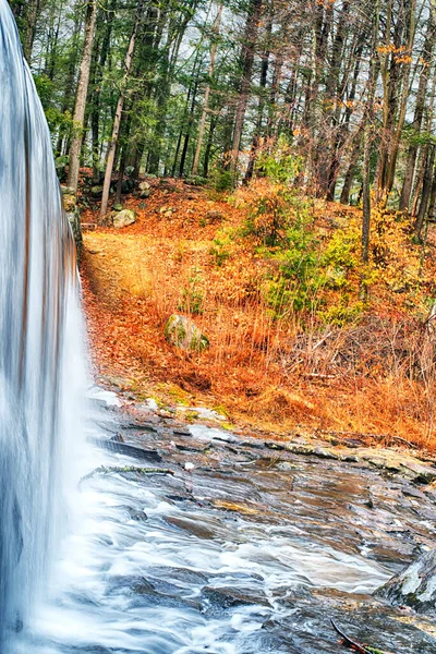 Waterfall Flowing Stone Wall Burr Pond Torrington Connecticut Wintertime — Photo