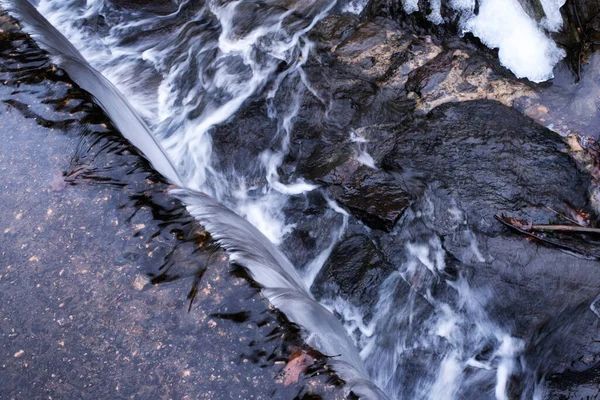Расплывчатый Фон Водопада Текущая Картина Природы Бёрр Понд Торрингтон Коннектикут — стоковое фото