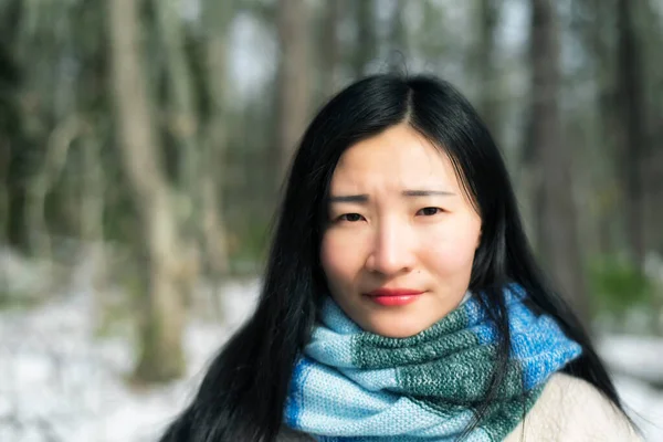 Chinese Woman Smiling Camera Rachel Carson National Wildlife Refuge Wintertime — 스톡 사진