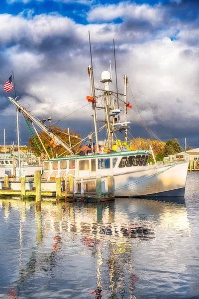 Variety Different Boats Docked Inner Harbor Lewis Bay Hyannis Massachusetts — Zdjęcie stockowe