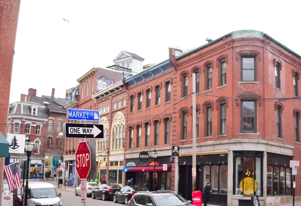 Portland Maine February 2018 Iconic Market Street City Portland Maine — Stock Photo, Image