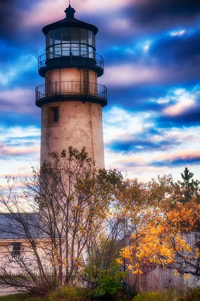 Highland Lighthouse North Truro Massachusetts Cape Cod Dramatic Sunset Sky — 图库照片