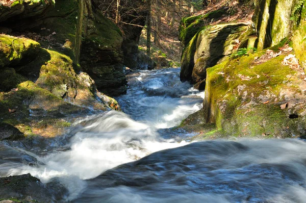 Water Flowing Dean Ravine Waterfall Mohawk Trail Falls Village Connecticut — Fotografia de Stock
