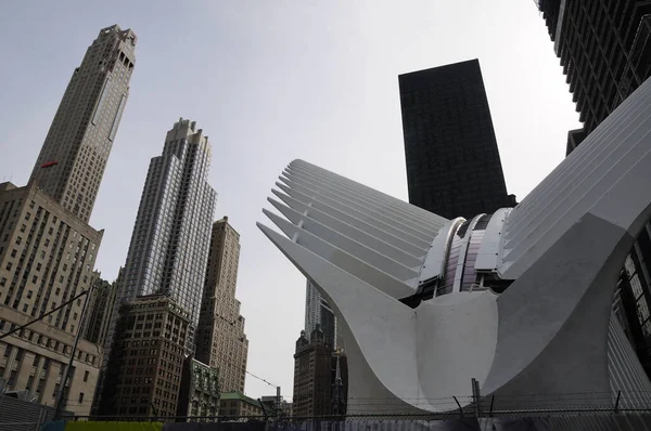World Trade Center Tranportation Hub Building Curved Archtectural Design New — Foto de Stock