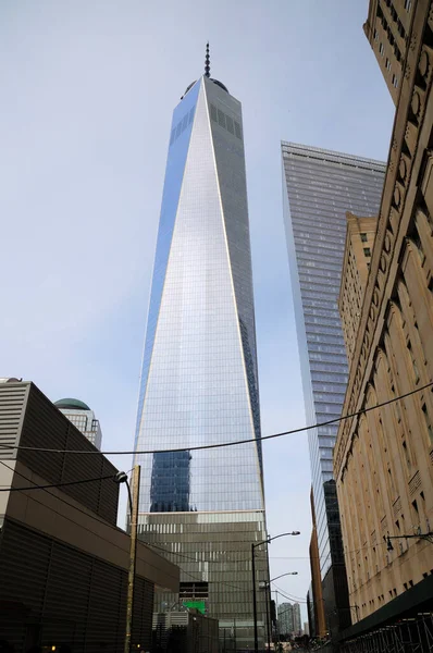 Freedom Tower Rising Lower Manhattan Skyline New York City Blue — Stockfoto