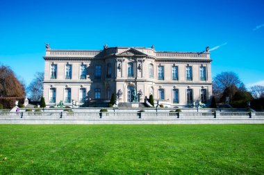 A clear autumn day and the historic elms in newport rhode island.   