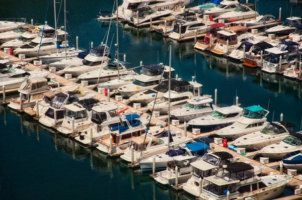 Boten Aangemeerd San Diego Harbor Het Zonnige Californië — Stockfoto