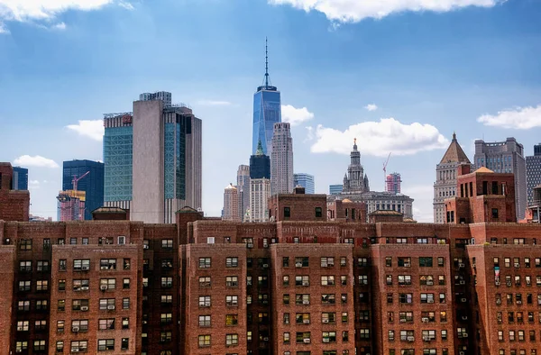 Apartment buildings and the rooftops of those buildings in New York City, New York.