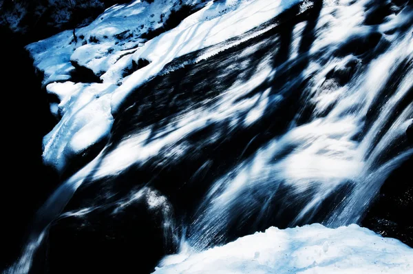 Blurred Waterfalls Flowing Enders State Forest Granby Connecticut Sunny Winter — Stock Photo, Image