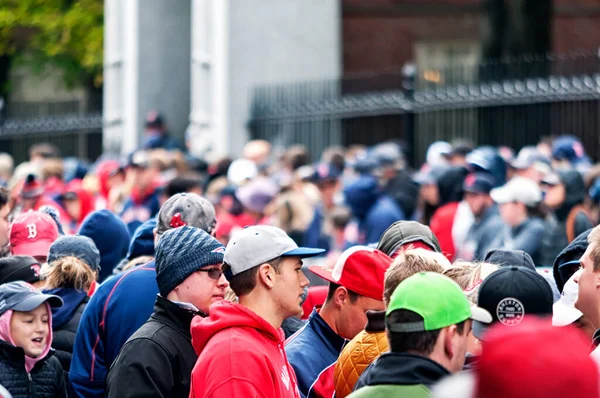 Boston, Ma.  October 31, 2018. Thousands of fans waiting on Tremont Street for the Red Sox Championship parade in Boston Massachusetts.