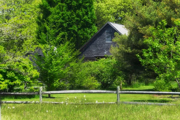 Edifício Madeira Parque West Tisbury Massachusetts Dia Ensolarado — Fotografia de Stock