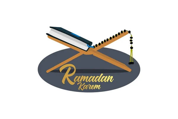 Ramazan Kareem vektör illüstrasyonu Kuran, Ramazan vektörü, Ramazan ayı kutsal kitapla selamlama.