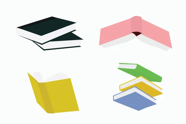 Ikon Buku Diatur Dalam Gaya Garis Tipis Dengan Warna Diisolasi - Stok Vektor
