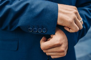 Mens stylish blue business suit background 