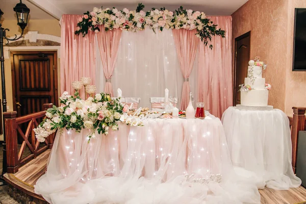 Matrimonio Rosa Decorazione Tavola Festiva — Foto Stock