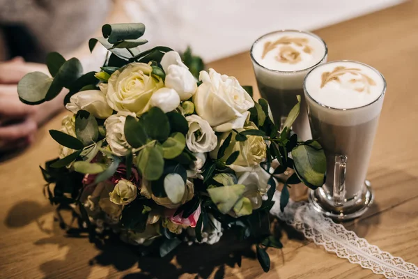 Background Flowers Coffee — Stock Photo, Image