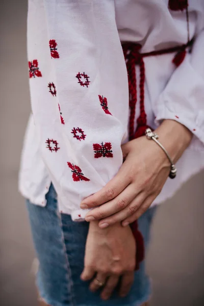 Embroidered Pattern Vintage Blouse — 图库照片