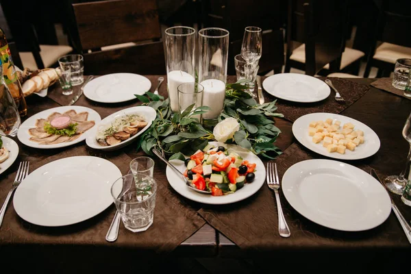 Table Dishes Serving Dinner — Stockfoto