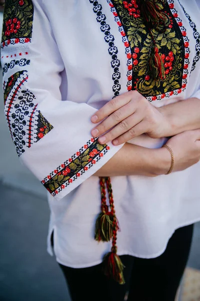 Elements Embroidered Shirt National Motifs Retro Pattern — Foto Stock