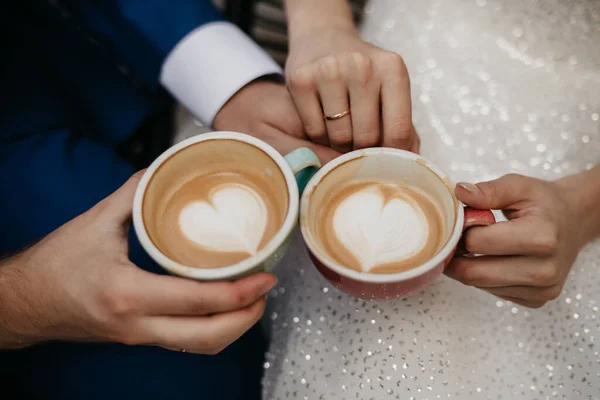 Romantische Koffie Voor Het Ontbijt Een Café — Stockfoto
