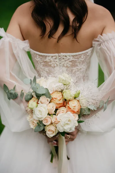 Cartão Casamento Com Flores Rendas — Fotografia de Stock