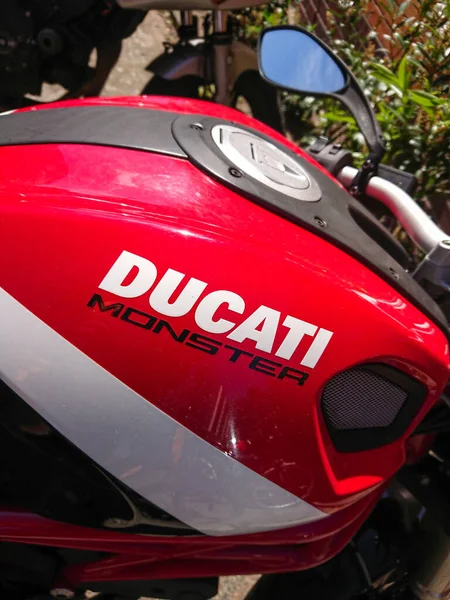 Berlin Germany May 2019 Red Ducati Monster Motorcycle Ducati Motor — Stock Photo, Image