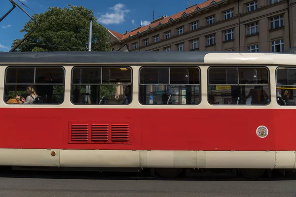 Prag Tschechien Juli 2020 Straßenbahn Der Innenstadt Der Tschechischen Hauptstadt — Stockfoto