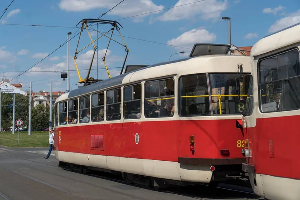 Prag Tschechien Juli 2020 Straßenbahn Der Innenstadt Der Tschechischen Hauptstadt — Stockfoto