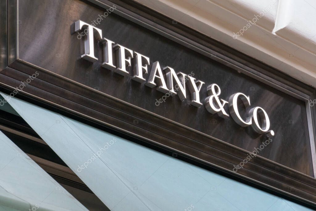 Prague, Czech Republic - July 22, 2020: Tiffany and Co. store. Tiffany Company (known colloquially as Tiffany or Tiffany's) is an American luxury jewelry and specialty retailer