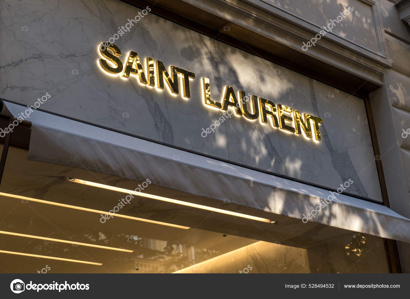 Prague Czech Republic July 2020 Saint Laurent Store Signage Yves