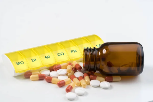 Narzędzia Medyczne Tabletki Kapsułki Pillbox — Zdjęcie stockowe