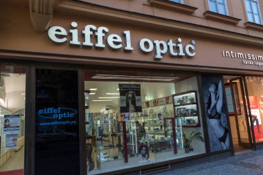 Prague, Czech Republic - July 22, 2020: Eiffel Optic, sunglasses and eyewear store