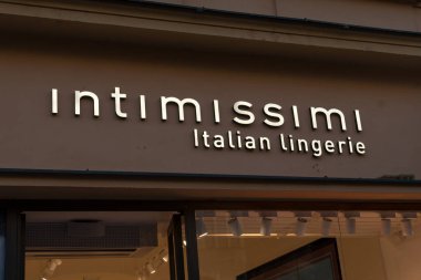 Prague, Czech Republic - July 22, 2020: Intimissimi store. Intimissimi is an Italian clothing label founded in 1996 specialized in bras, briefs, lingerie, vests and pyjamas for women and men