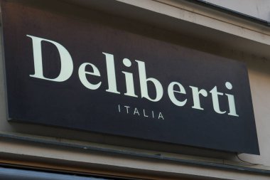 Prague, Czech Republic - July 22, 2020: Deliberti store signage, Italian clothing and accessories brand