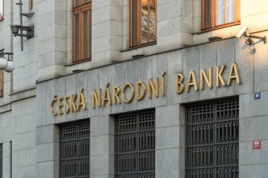Prag, Çek Cumhuriyeti - 22 Temmuz 2020: Çek Ulusal Bankası, CNB, Ceska narodni banka, Çek Cumhuriyeti merkez bankası ve finans piyasası denetçisi