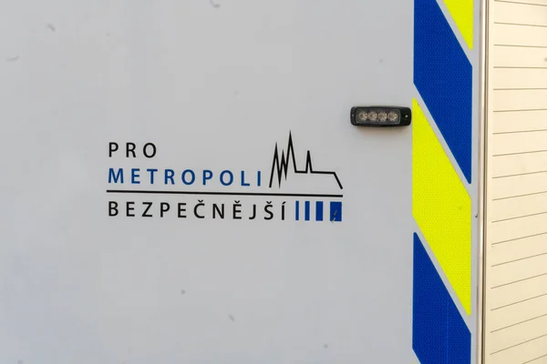 Praga República Checa Julio 2020 Furgoneta Policial Checa Política Organismo — Foto de Stock
