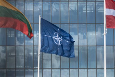 NATO bayrağı Litvanya ve Avusturya bayrakları arasında dalgalanıyor