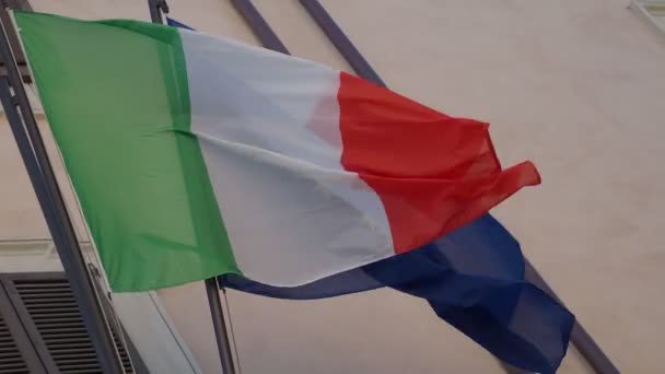 Italian European Union Flags Waving — Stock Video