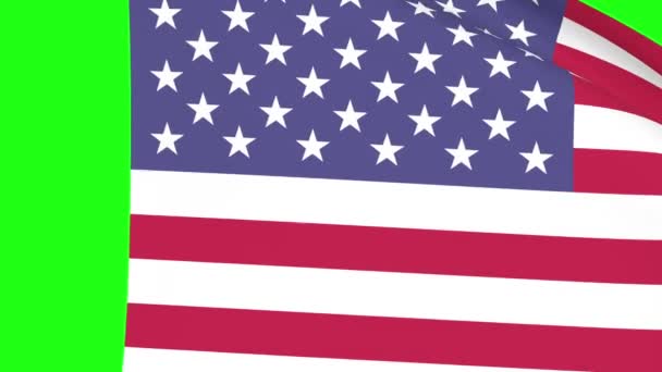 Usa American Flag Animation 1080 Footage Animation Green Screen Chromakey — Stock Video