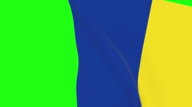 Romanya 4k ve 1080 HD dikdörtgen döngü animasyonu bayrağı sallıyor. Görüntü geçişi için yeşil ekran üzerinde 3D animasyon. Gerçekçi Romanya Bayrağı. Video üretimi için 3d bayrak oluşturma.