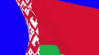 Beyaz Rusya bayrak geçiş 4k ve 1080 HD dikişsiz döngü animasyonu sallıyor. Video geçişi için mavi ekran üzerinde 3D animasyon. Gerçekçi Belarus Bayrağı. Video üretimi için 3d bayrak oluşturma