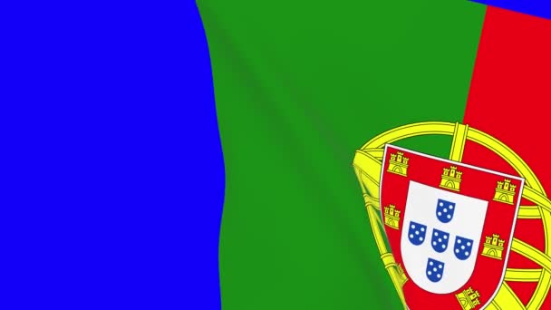 ポルトガルはフラグ遷移4Kと1080 Hdシームレスループアニメーションを振っています ビデオ遷移のための青い画面のクロマキー上の3Dアニメーション 現実的なポルトガル国旗 ビデオ制作のための旗3Dレンダリング — ストック動画