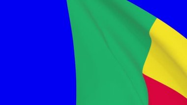 Benin dalgalı bayrak geçiş 4k ve 1080 HD dikişsiz döngü animasyonu. Video geçişi için mavi ekran üzerinde 3D animasyon. Gerçekçi Benin Bayrağı. Video üretimi için 3d bayrak oluşturma