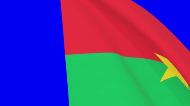 Burkina Faso bayrak geçiş 4k ve 1080 HD kusursuz döngü animasyonu sallıyor. Geçiş için mavi ekran üzerinde 3D animasyon. Gerçekçi Burkina Faso Bayrağı. Video üretimi için 3d bayrak oluşturma