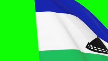 Lesotho dalgalı bayrak geçiş 4k ve 1080 HD dikişsiz döngü animasyonu. Görüntü geçişi için yeşil ekran üzerinde 3D animasyon. Gerçekçi Lesotho Bayrağı. Video üretimi için 3d bayrak oluşturma